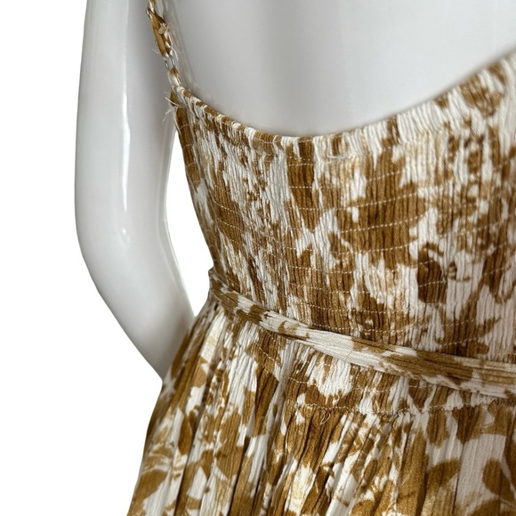 Embellished Gold and Floral Sleeveless Midi Sundress - Picture 4 of 5